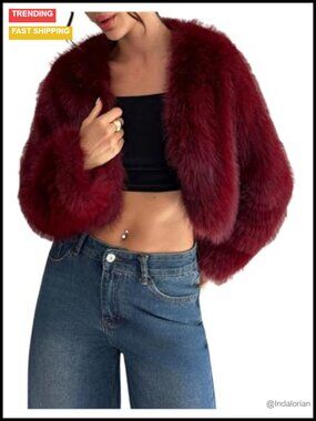 Faux Fur Coat Furry Fuzzy Cropped Jacket Winter Clothes